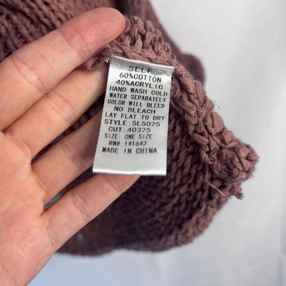 She & Sky Mauve Pink Oversized Destructed Distressed Knit Boho Sweater One Size - Picture 7 of 8